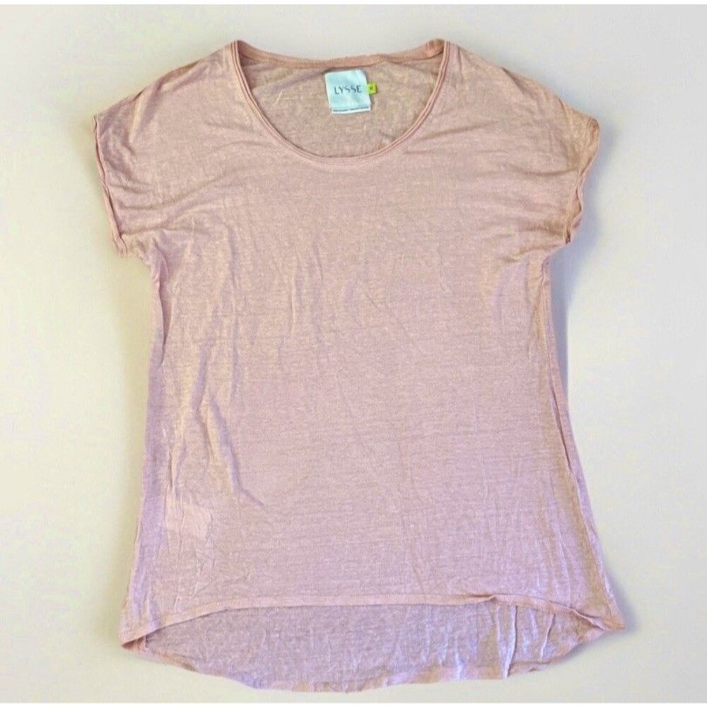 Lyssé Blush Pink Linen Top Womens M Oversized Shirt‎ Short Sleeve T-shirt Light